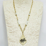 94493, "BELIEVE" QUATREFOIL PENDANT NECKLACE