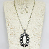 Western Concho Turquoise Stone Pendant Necklace