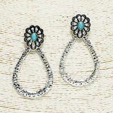 Western Concho Accent Hammered Teardrop Earring