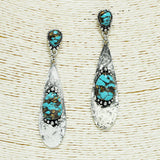 94508, WESTERN TEARDROP TURQUOISE STONE ACCENT DANGLE EARRING