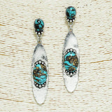 Western Oval Turquoise Stone Accent Dangle Earring