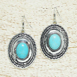 Western Oval Turquoise Stone Earring