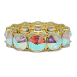 94530, ROUND CONE RHINESTONE ACCENT STRETCH BRACELET