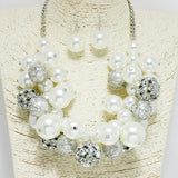 94538, RHINESTONE BALL WITH PEARL CLUSTER NECKLACE