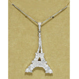 94562, BLING PARIS EIFFEL TOWER CUBIC ZIRCONIA PENDANT NECKLACE