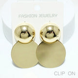 94566, ROUND METAL CLIP ON EARRING