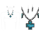Western Cross Turquoise with Navajo Bead Necklace