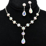 94590, TEARDROP ACCENT RHINESTONE NECKLACE, WEDDING, BRIDAL, PROM