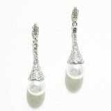 94595, PAVE RHINESTONE WITH PEARL DROP DANGLE EARRING