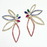 94596, OVERSIZED FLOWER PAVE RHINESTONE EARRING