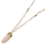94600, NATURAL CUT SEMI PRECIOUS STONE LONG PENDANT NECKLACE