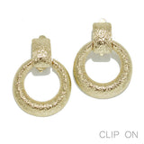 94603, ROUND TEXTURED METAL CLIP ON EARRING