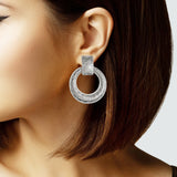 94603, ROUND TEXTURED METAL CLIP ON EARRING