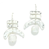 Freshwater Pearl with Geometric Hammered Metal Earring