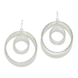 Textured Double Round Metal Earring - view 2