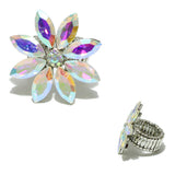 94632, FLOWER RHINESTONE STRETCH RING