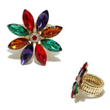 94632, FLOWER RHINESTONE STRETCH RING