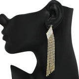 94651, BAGUETTE CUBIC ZIRCONIA WITH RHINESTONE DROP EARRING