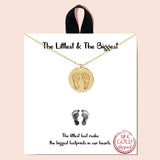 94656, "THE LITTLEST & THE BIGGEST" 18K GOLD DIPPED FOOTPRINT PENDANT NECKLACE