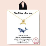 94658, "ONE WAVE AT A TIME" GOLD DIPPED, DAINTY WHALE TAIL CHARM NECKLACE