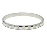 94681, PAVE RHINESTONE ACCENT STAINLESS STEEL BANGLE BRACELET