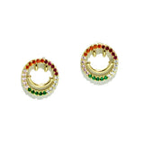 94702, GOLD DIPPED, PAVE SMILE HAPPY FACE STUD EARRING
