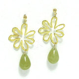 Flower with Resin Stone Accent Earring - view 2