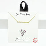 94708, GOLD DIPPED, "QUE SERA SERA" DAINTY CUBIC ZIRCONIA BAR NECKLACE