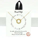 94711, GOLD DIPPED, "HEAD HIGH" DAINTY FLOWER ACCENT NECKLACE