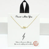 94715, GOLD DIPPED, "POWER WITHIN YOU" DAINTY LIGHTNING BOLT NECKLACE