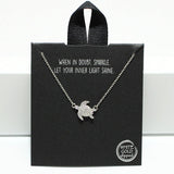 94723, WHITE GOLD DIPPED, DAINTY SEA TURTLE CZ NECKLACE, SEA LIFE, OCEAN THEME