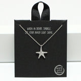 94724, WHITE GOLD DIPPED, DAINTY STARFISH CZ NECKLACE, SEA LIFE, OCEAN THEME
