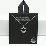 94725, GOLD DIPPED, SMILE HAPPY FACE CZ PENDANT NECKLACE