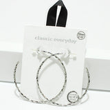 94732, 55MM TEXTURED ROUND HOOP HYPOALLERGENIC EARRING/STERLING SILVER POST
