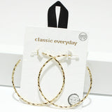 94732, 55MM TEXTURED ROUND HOOP HYPOALLERGENIC EARRING/STERLING SILVER POST