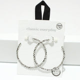 94733, 45MM FIGARO CHAIN ROUND HOOP HYPOALLERGENIC EARRING/STERLING SILVER POST