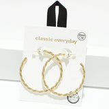94745, 45MM TEXTURED ROUND HOOP HYPOALLERGENIC EARRING/STERLING SILVER POST