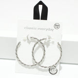 94745, 45MM TEXTURED ROUND HOOP HYPOALLERGENIC EARRING/STERLING SILVER POST