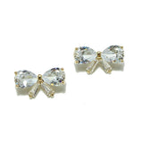 94756, BOW CUBIC ZIRCONIA STUD EARRING