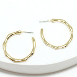 94766, HAMMERED METAL HOOP EARRING