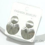 94772, HAMMERED ROUND METAL CLIP ON EARRING