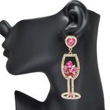 Heart Accent Wine Bottle Rhinestone Earring - view 2