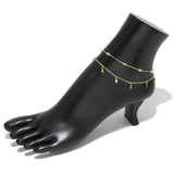 94832, DAINTY CROSS CHARM DOUBLE LAYERED ANKLET