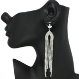 94838, CUBIC ZIRCONIA ACCENT PAVE RHINESTONE DROP EARRING, WEDDING, BRIDAL, PROM