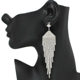 94839, CUBIC ZIRCONIA ACCENT PAVE RHINESTONE DROP EARRING, WEDDING, BRIDAL, PROM