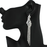 94840, CUBIC ZIRCONIA ACCENT PAVE RHINESTONE DROP EARRING, WEDDING, BRIDAL, PROM