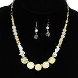 94842, HANDMADE HAMMERED ROUND WITH MIXED BEAD NECKLACE