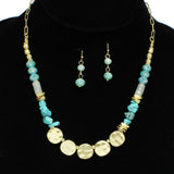 94842, HANDMADE HAMMERED ROUND WITH MIXED BEAD NECKLACE