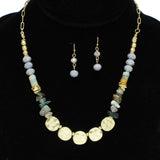 94842, HANDMADE HAMMERED ROUND WITH MIXED BEAD NECKLACE