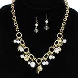94843, HANDMADE HAMMERED WITH MIXED CHARM NECKLACE
